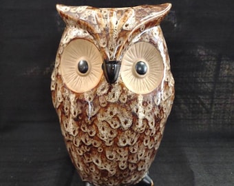 Glazed Pottery Owl Vase