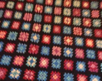 Vtg Handmade Blanket Throw Mini Granny Square. Crochet Knitted