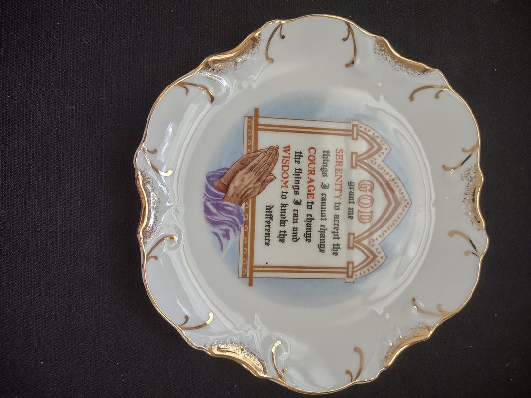 Vtg Religious Plate Serenity Prayer18 Kt Gold Trim Mint Condition - Etsy