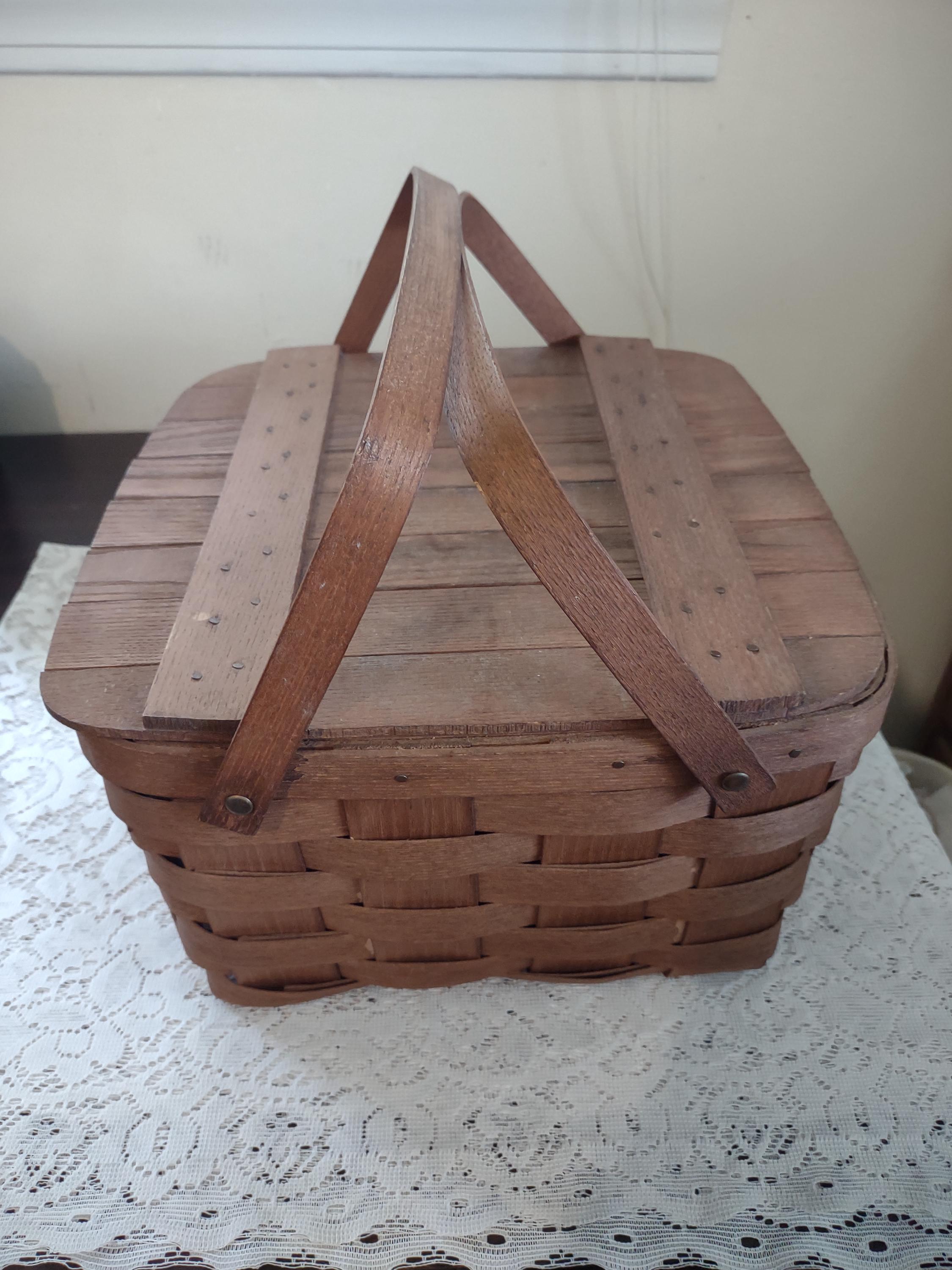 アメリカ製◎木製ハンドメイドバスケット◎BASKETVILLEピクニックに