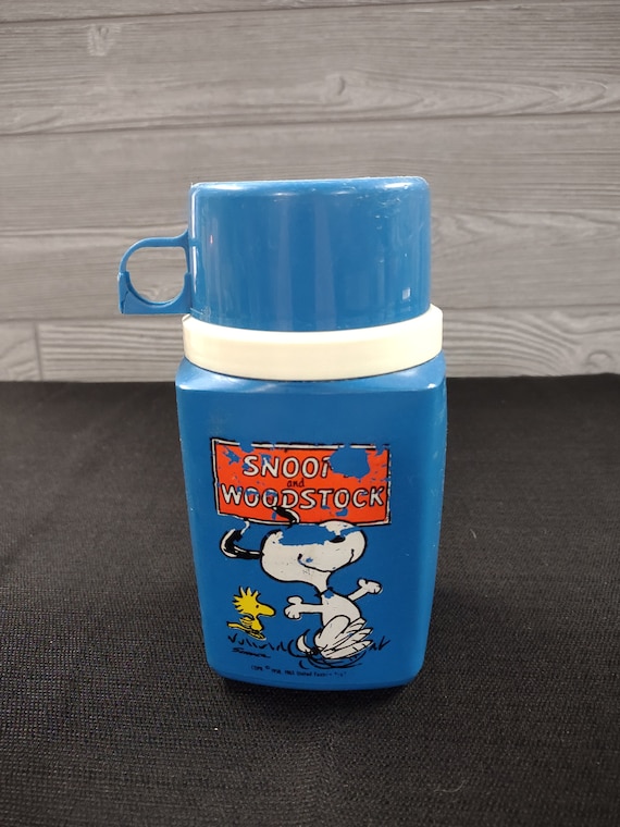 Vtg Peanuts Snoopy Woodstock Lunchbox Thermos