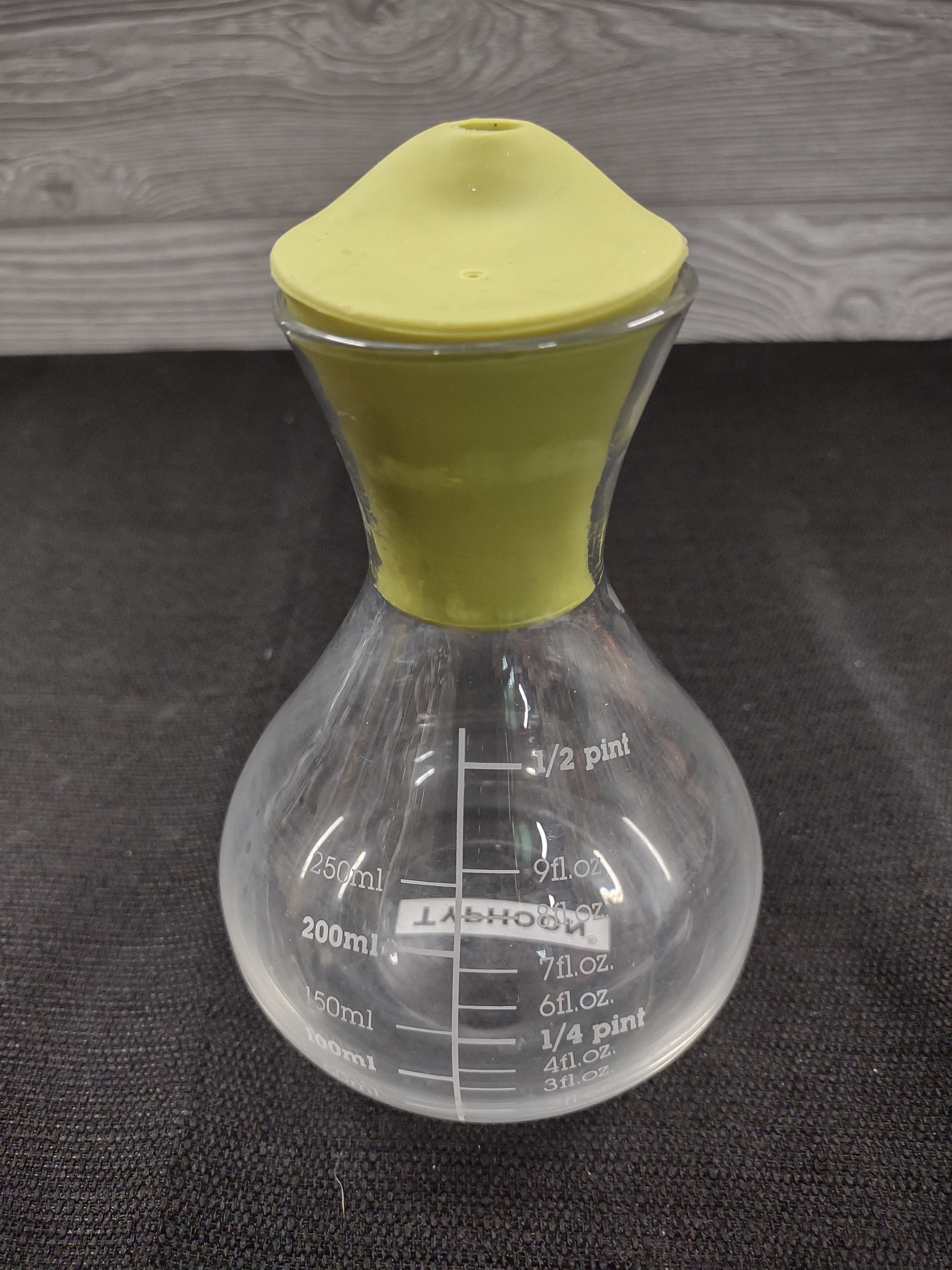 Small Glass Carafe Green Embossed Vegetables Dressing Mixing Jar