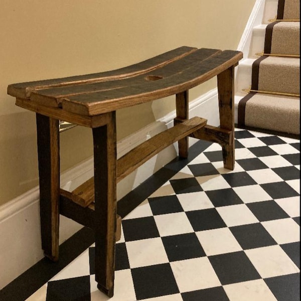 Oak Bench - Inside Outside Bench made from a Bourbon Whisky Barrel