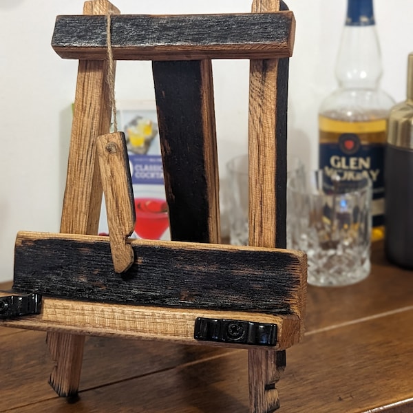 I pad / cookbook Stand made from whisky barrel oak