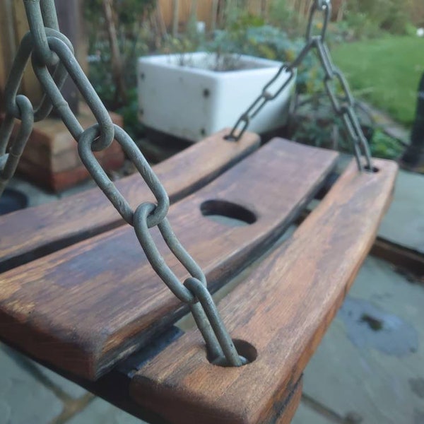 Tree Swing From a Oak Whiskey Barrel