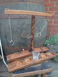 Hook and Ring Toss Shot Game made from Rustic Oak whiskey barrel staves
