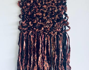 Leopard Print Black Macrame Wall Hanging