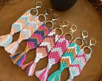 Multi Coloured Handmade Macrame Keyring