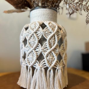 Handgjord extra stor makramévas | Klassisk | Boho | Kustnära | Naturfärgad