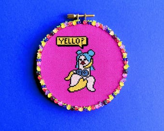 Banana On Phone Cross Stitch Pattern
