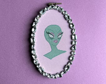 Alien Portrait Cross Stitch Pattern