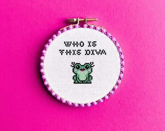 Frog Diva Cross Stitch Pattern