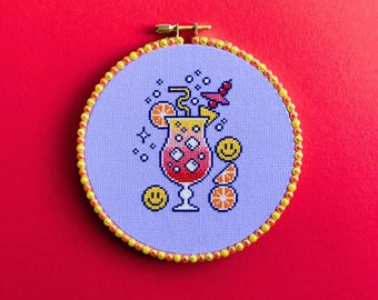 Fruity Cocktail Cross Stitch Pattern