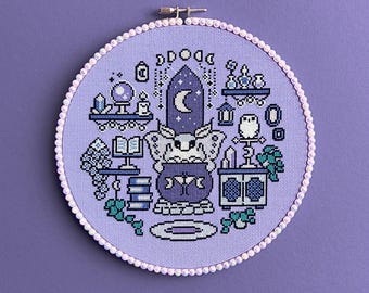 Lunar Witch Moth Cross Stitch Pattern