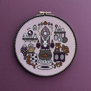 Patrón de punto de cruz de bruja de cocina