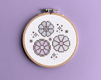 Retro Flowers Cross Stitch Pattern