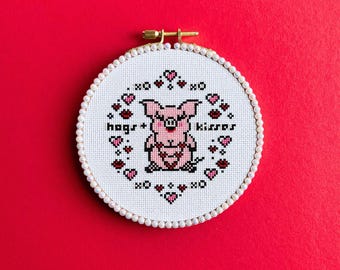 Hogs and Kisses Cross Stitch Pattern