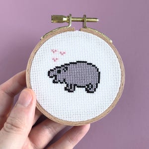 Tiny Hippo Cross Stitch Pattern