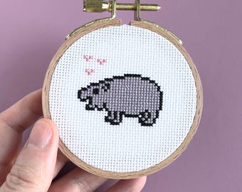 Tiny Hippo Cross Stitch Pattern