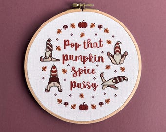 Pumpkin Spice Gnomes Cross Stitch Pattern