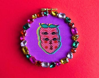 Strawberry Illusion Cross Stitch Pattern