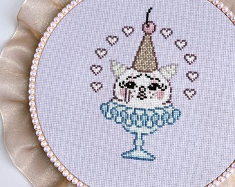 Ice Cream Clown Cross Stitch Pattern