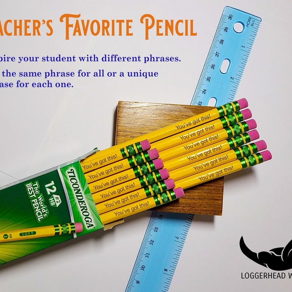 Personalized Dixon Ticonderoga Pencils Pre-Sharpened 12 Pack, Customized Teacher Gift, Engraved Phrase, Back to School, Teacher Appreciation