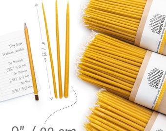 Candele rituali da chiesa in cera d'api naturale - sottili, 22 cm