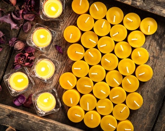 Tealight refills of beeswax, handmade, natural non-toxic candles, discount pack