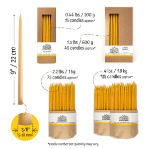 Ritual church candles of natural beeswax slim, 9 / 22cm image 4