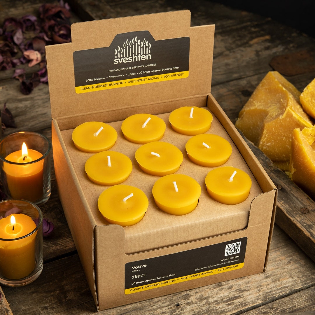 Votive Candles of Natural Beeswax 18pcs ECO Friendly Etsy