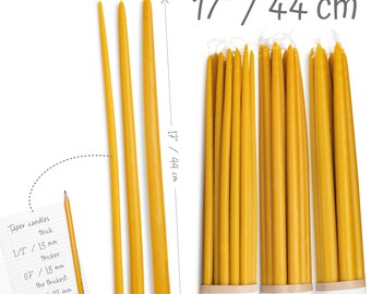 Church, dinner taper candles of natural beeswax, handmade - 17" / 44cm