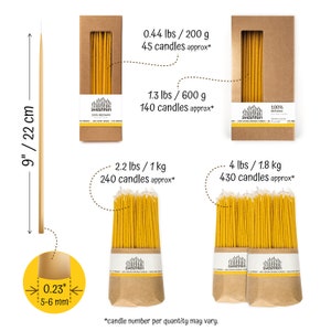 Ritual church candles of natural beeswax slim, 9 / 22cm image 2