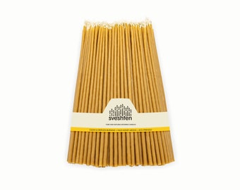 Ritual church candles of natural beeswax - slim, 9" / 22cm