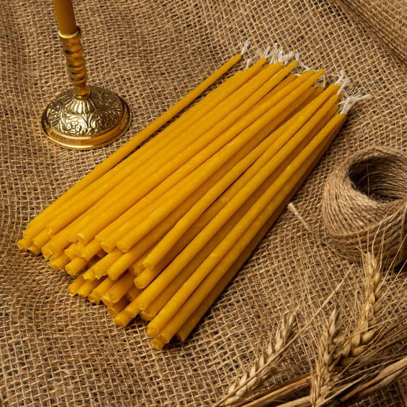 Ritual church candles of natural beeswax slim, 9 / 22cm image 8