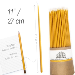 Ritual church candles of natural beeswax - 11&quot; / 27cm