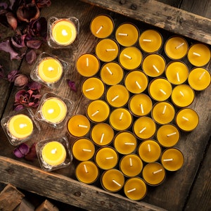 Tealights of beeswax, handmade, natural non-toxic candles, discount pack
