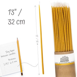 Ritual church candles of natural beeswax - 13&quot; / 32cm