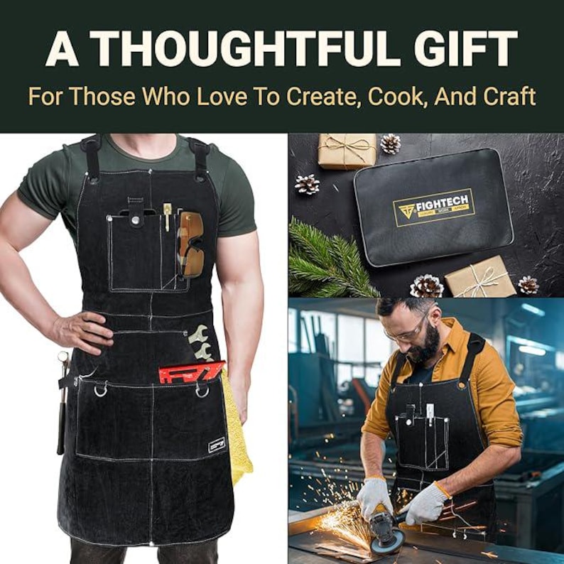 FIGHTECH Leather Work Apron: Heat & Flame-Resistant with Kevlar Stitching image 5