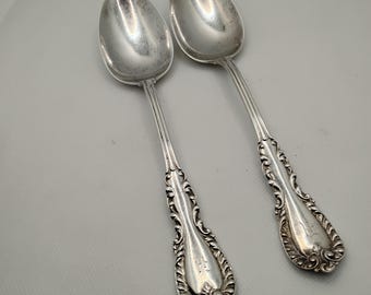 Set of Two Antique Sterling Silver Serving Spoons