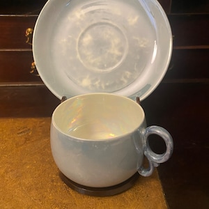 Antique Light Blue Luminesce Tea Cup & Saucer Set 1917