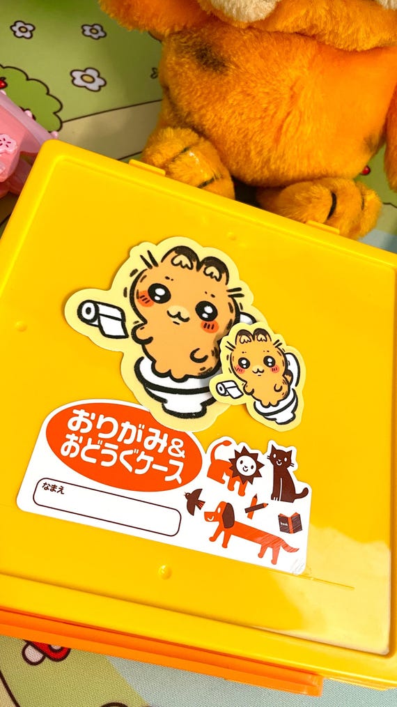 Sleepy Orange Cat Toilet Sticker