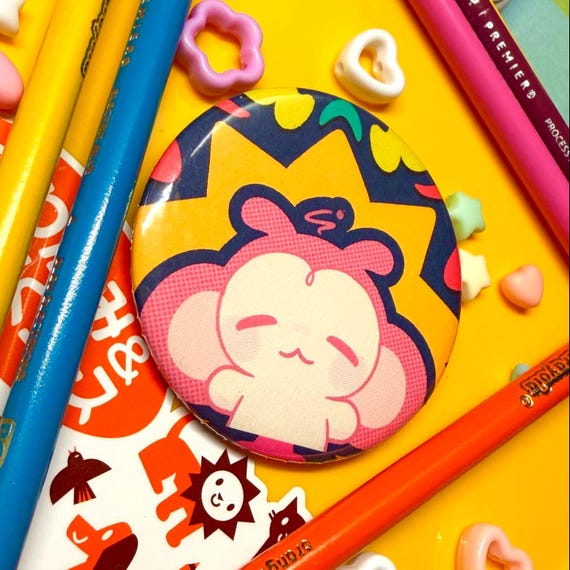 Pink Space Monkey Button