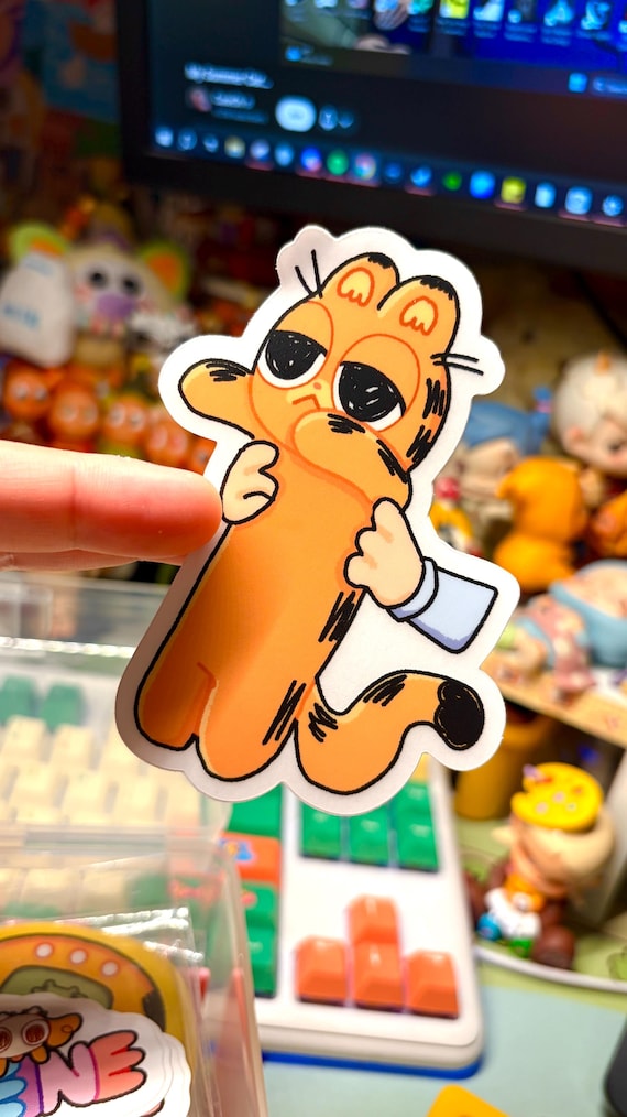 Long Sleepy Orange Cat Sticker