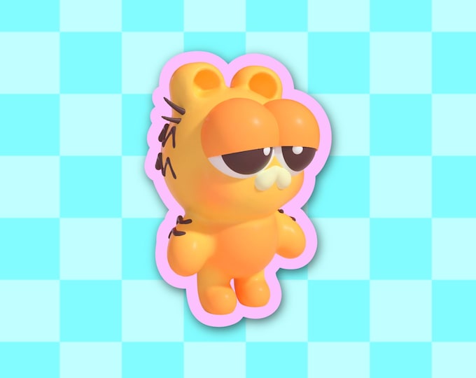 Sleepy Orange Cat 3D Sticker