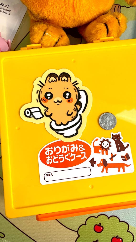 Sleepy Orange Cat Toilet Sticker
