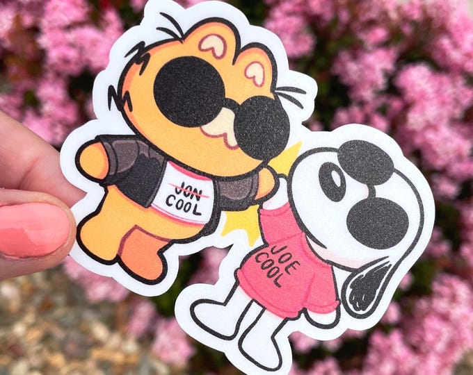 Bestie Sleepy Cat and Cool Dog Sticker