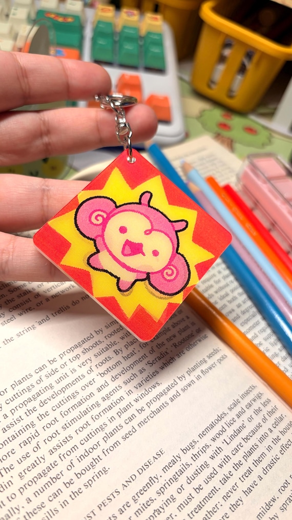 Pink Monkey Lenticular Keychain