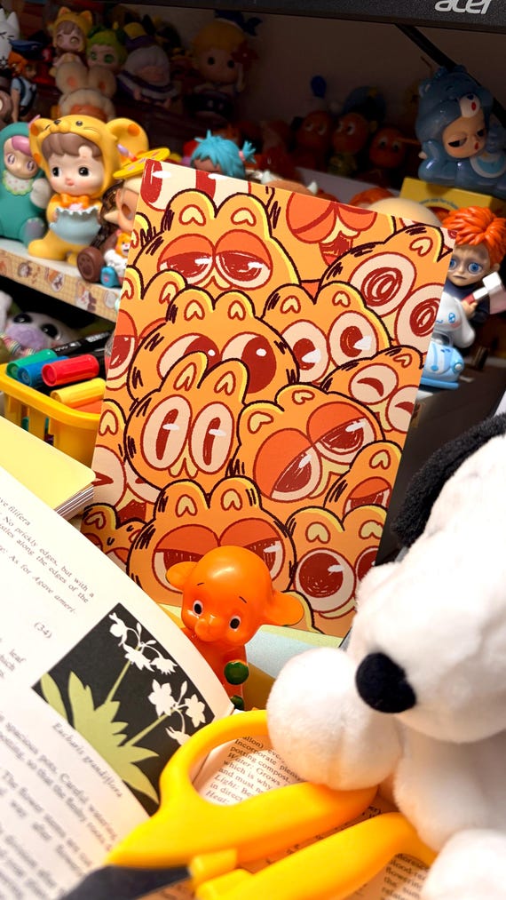 Monday Cat Crowded Print