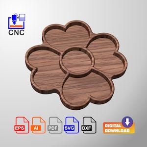 Hearts Serving Tray - Digital Download Files - 3D STL file (.stl) and vector files (Dxf, Svg, Eps, Pdf, Ai) for CNC or 3D Printing